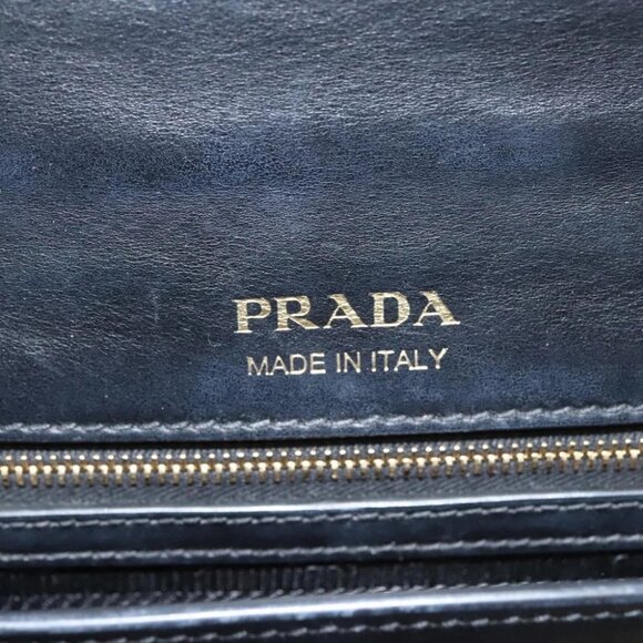 PRADA Chain Shoulder Bag Leather Gray Gold Auth - Picture 7 of 16